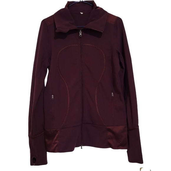 lululemon athletica Jackets & Blazers - Lululemon Burgundy Red In Stride Jacket with Satin Trim Detail